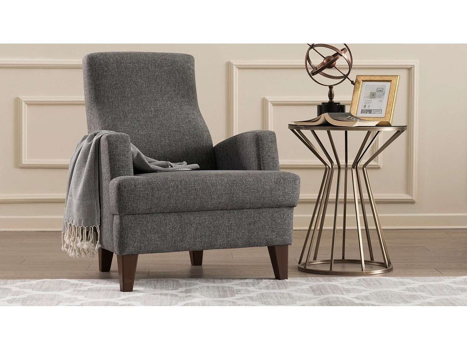 Sillón Altadena 474, Gris, 91x76x87cm, Tapiz, Patas: Plástico