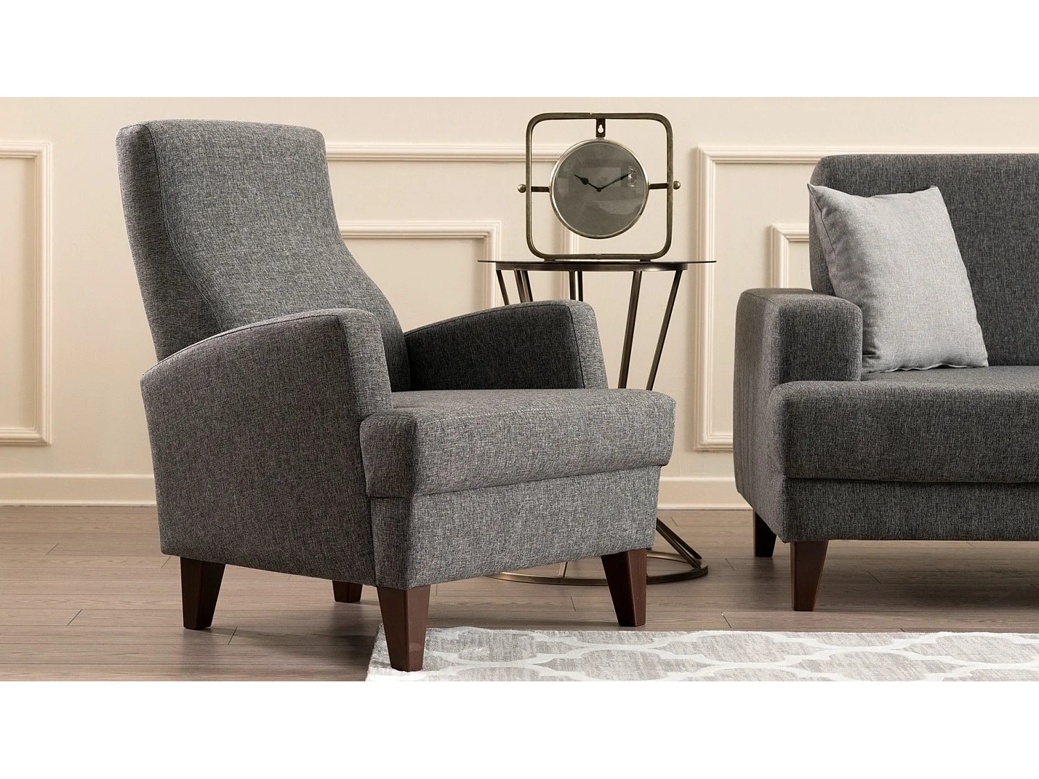 Sillón Altadena 474, Gris, 91x76x87cm, Tapiz, Patas: Plástico