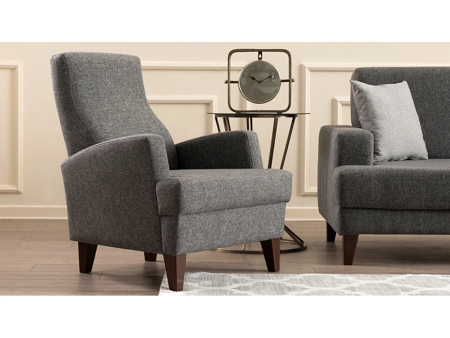 Sillón Altadena 474, Gris, 91x76x87cm, Tapiz, Patas: Plástico