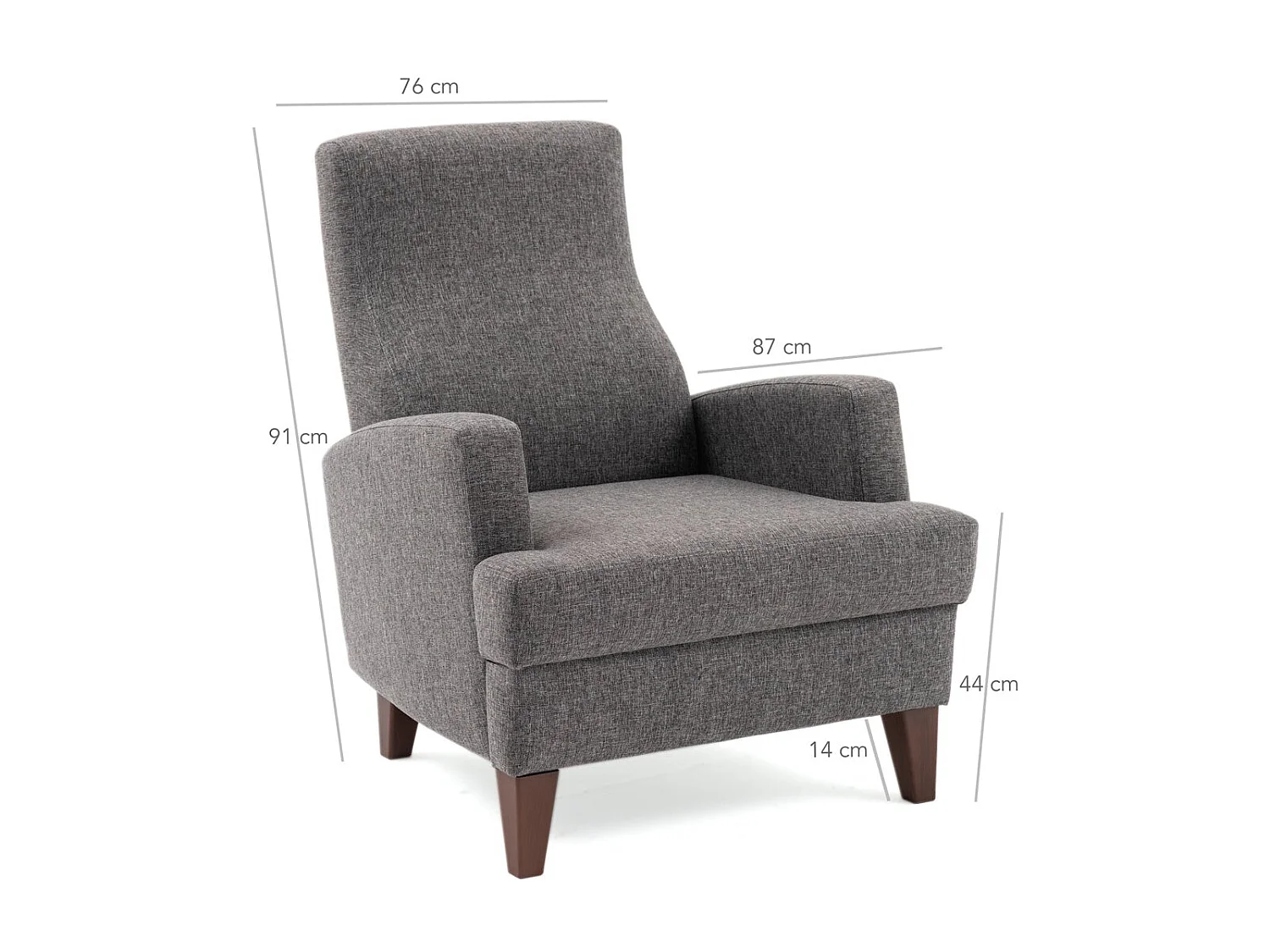 Sillón Altadena 474, Gris, 91x76x87cm, Tapiz, Patas: Plástico