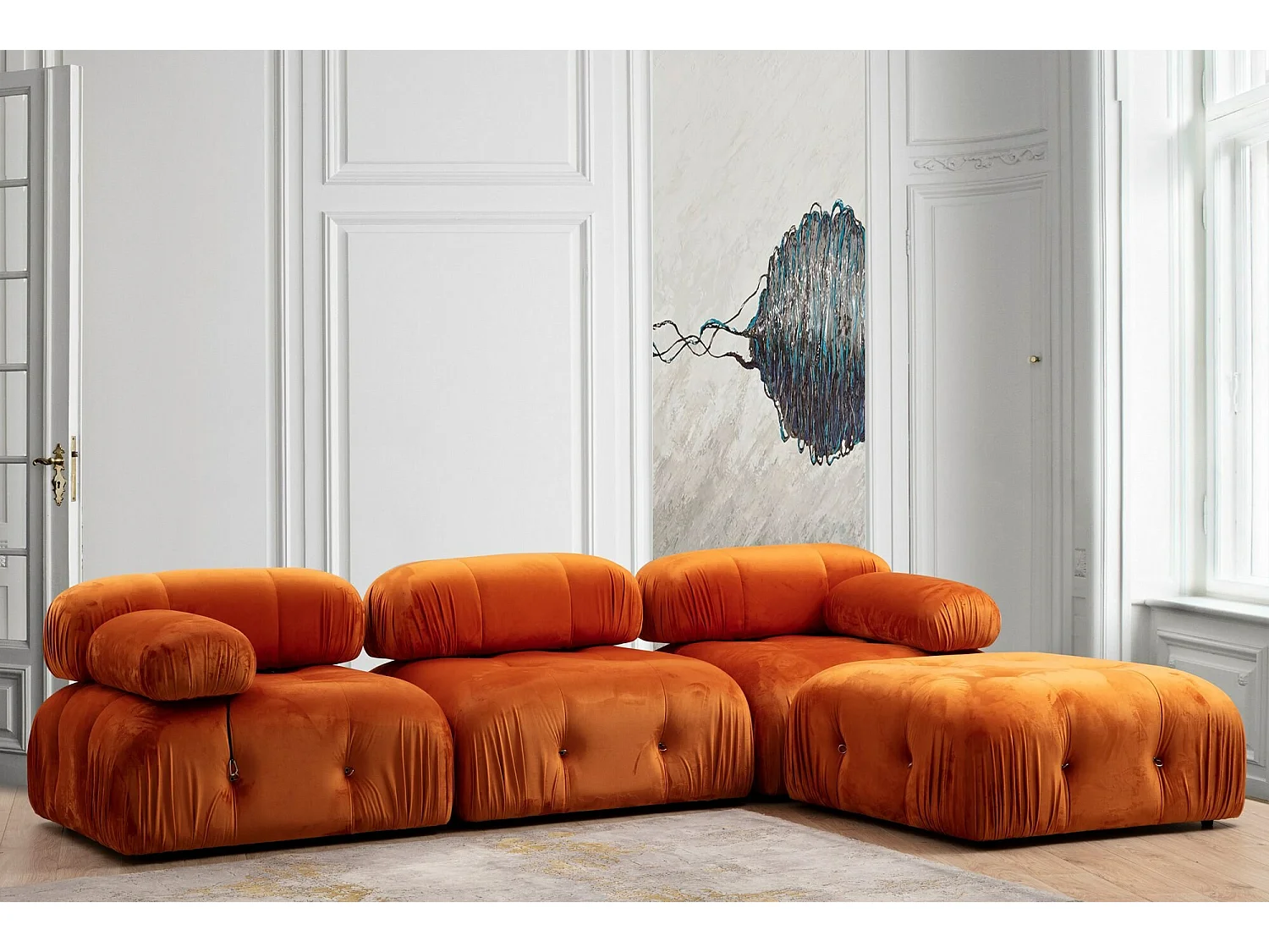 Sillón modular Altadena A103, Rojo, 75x95x95cm, Tapiz, Patas: Plástico