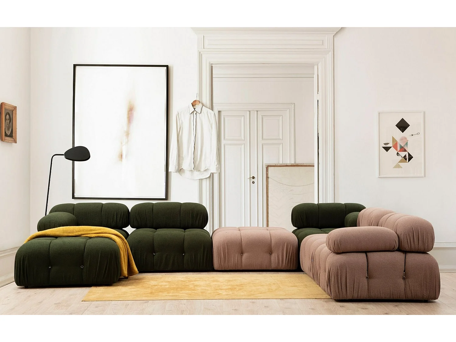 Eleganter 1-Sitzer-Sessel, grün, 95x95x75 cm | Gestell aus Buchenholz und Spanplatte, 100 % Polyester, abnehmbare Rücken- und Armlehne | Per