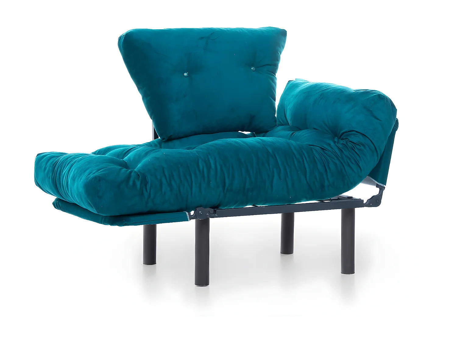 Fauteuil avec accoudoirs mobiles Tresa Velours Bleu canard