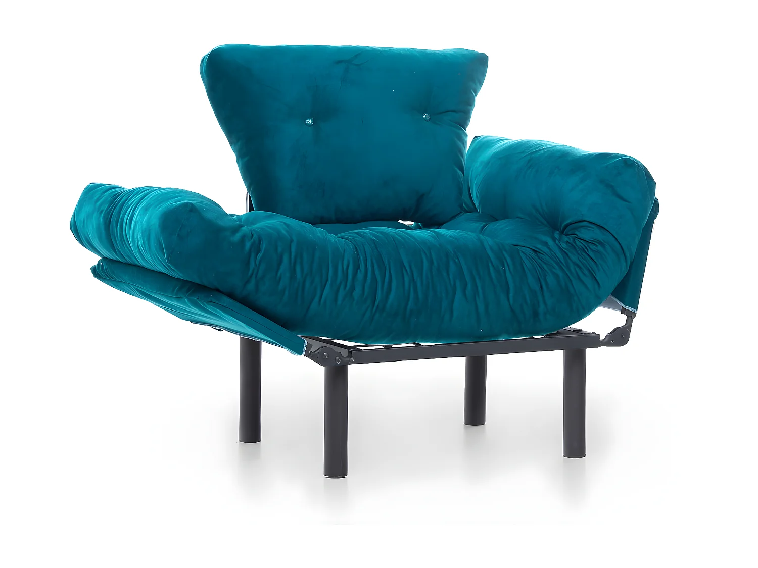 Fauteuil avec accoudoirs mobiles Tresa Velours Bleu canard