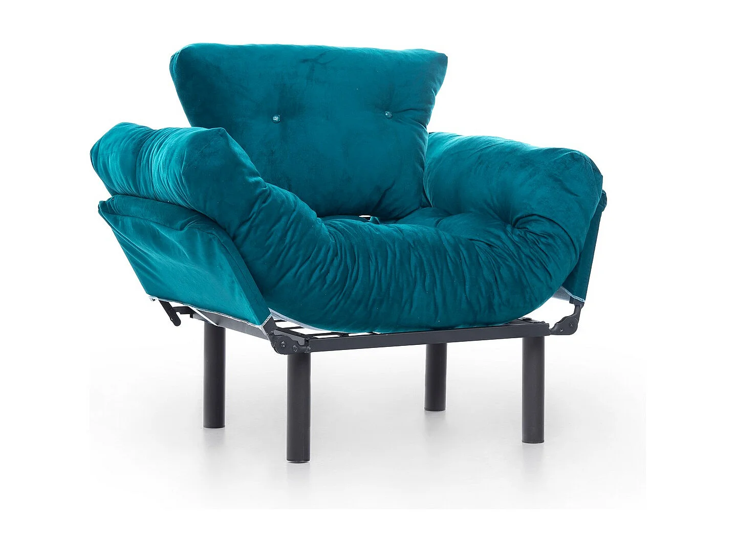 Fauteuil avec accoudoirs mobiles Tresa Velours Bleu canard