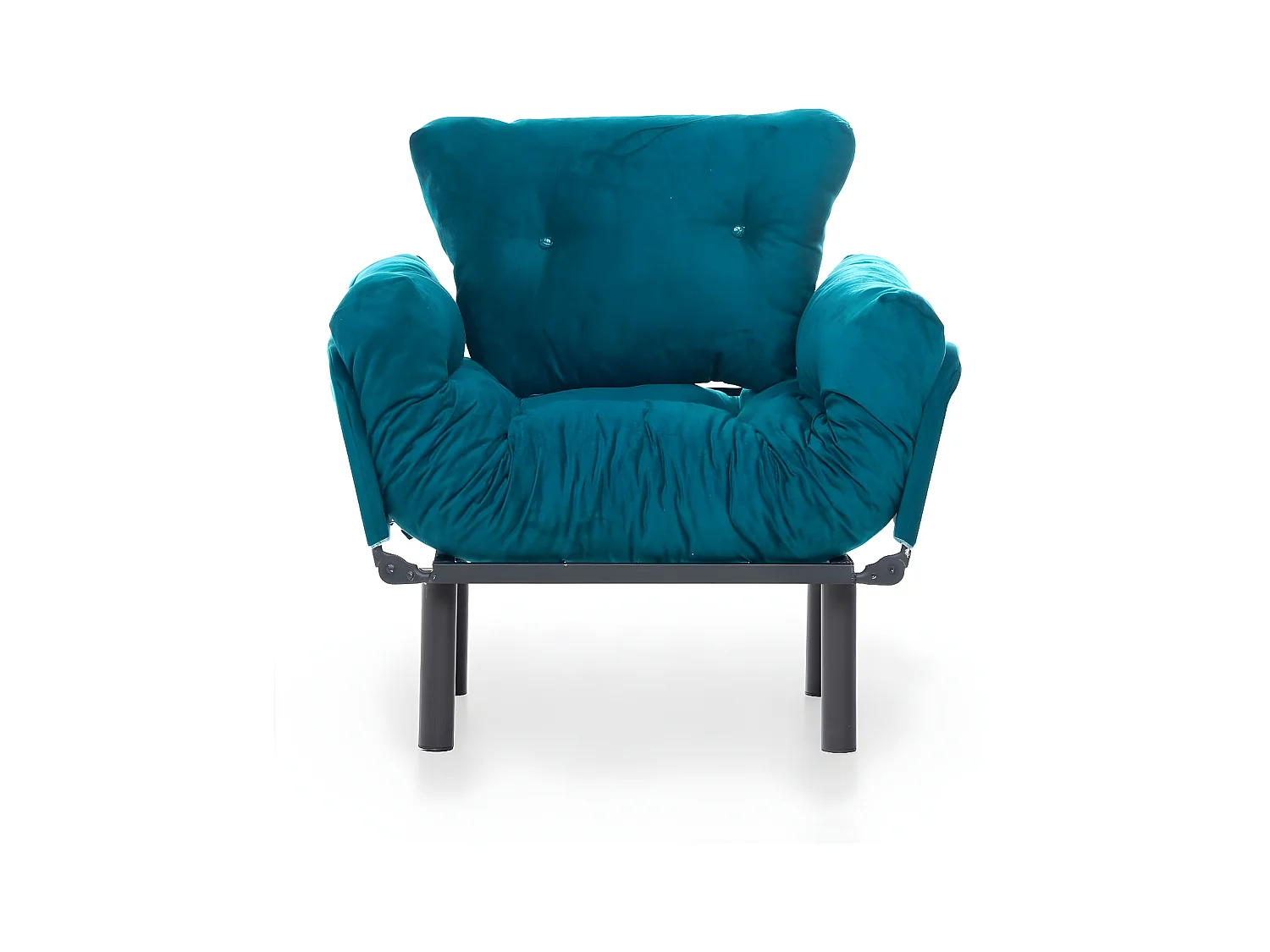 Fauteuil avec accoudoirs mobiles Tresa Velours Bleu canard