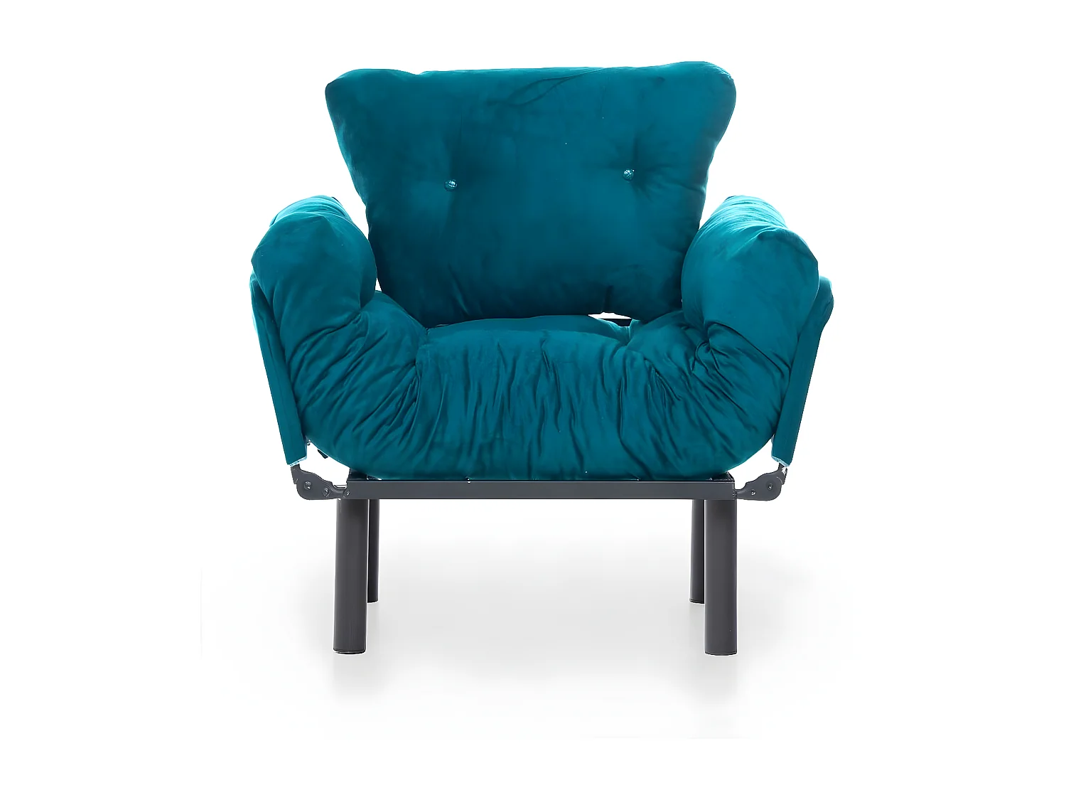 Fauteuil avec accoudoirs mobiles Tresa Velours Bleu canard