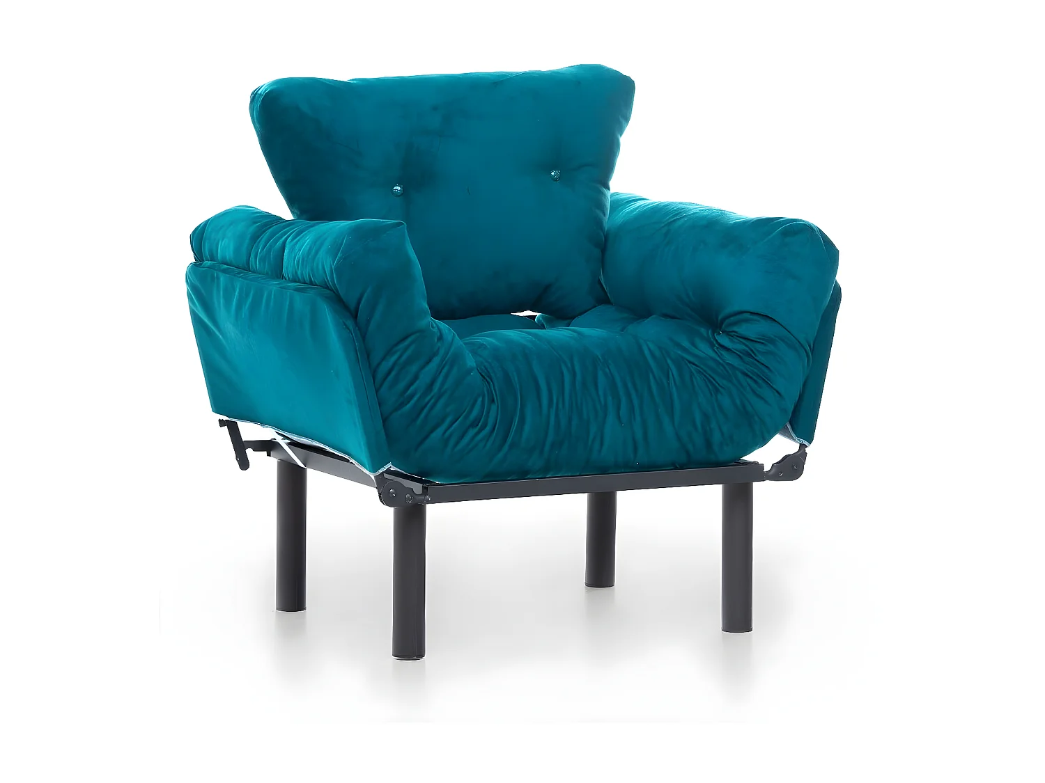 Fauteuil avec accoudoirs mobiles Tresa Velours Bleu canard