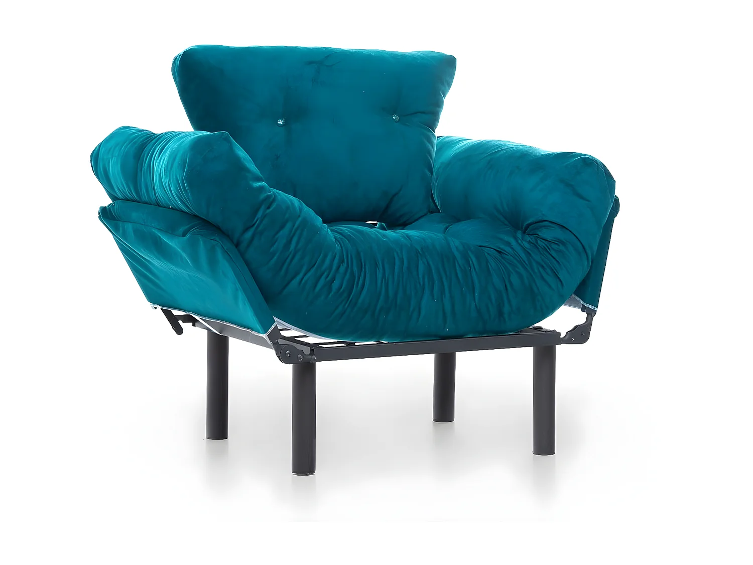 Fauteuil avec accoudoirs mobiles Tresa Velours Bleu canard