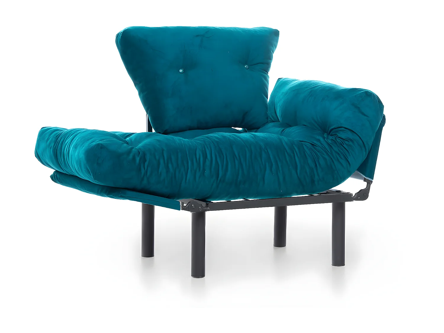 Fauteuil avec accoudoirs mobiles Tresa Velours Bleu canard
