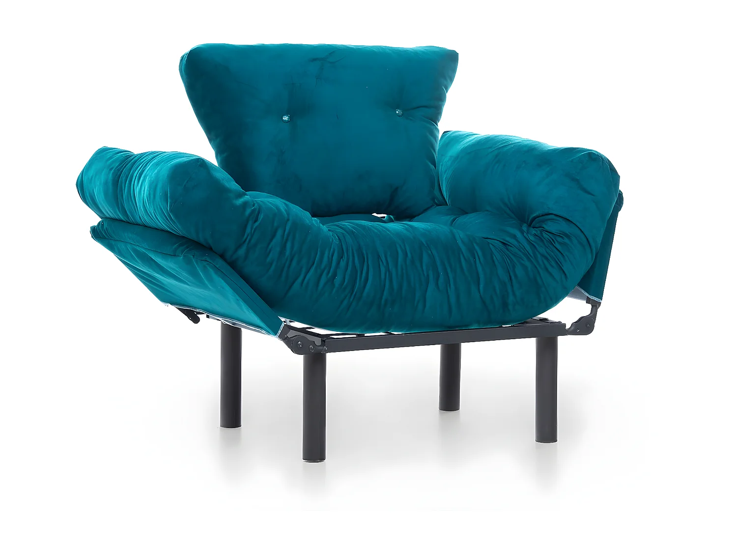 Fauteuil avec accoudoirs mobiles Tresa Velours Bleu canard