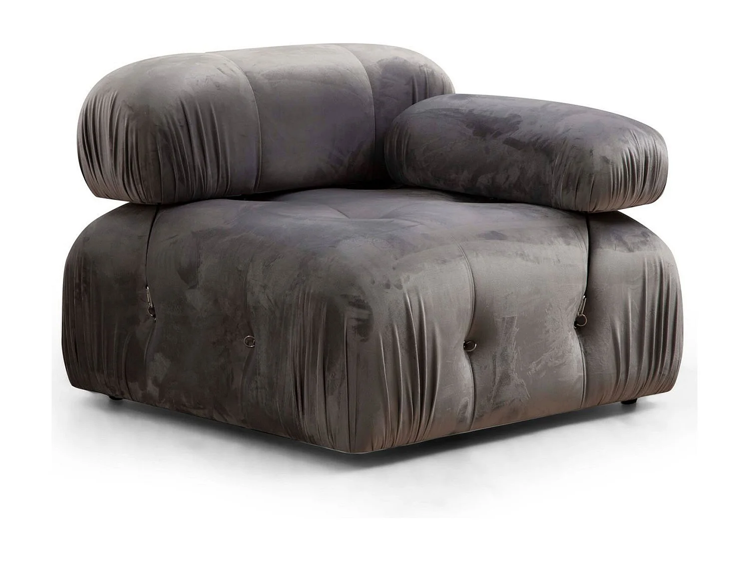 Fauteuil accoudoir ou module d'angle droit Nourhane Velours Gris