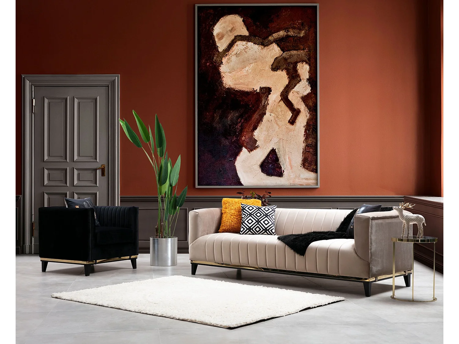 Poltrona Elegante, Madeira de Faia Preta e Aglomerado, 83x85x75 cm | 100% Poliéster, 2 Almofadas Inclusas | Design Glamouroso para Hotéis e Vida Moder