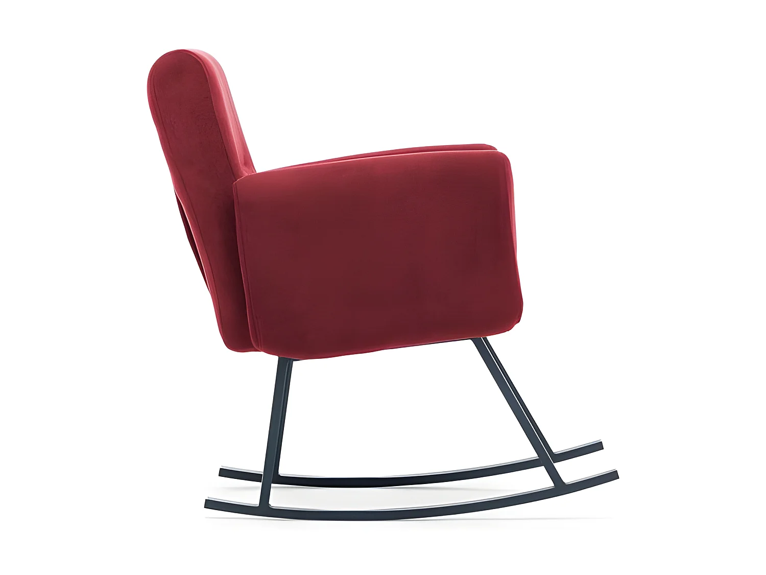 Fauteuil à bascule Calvet Tissu Bordeaux et Métal Noir