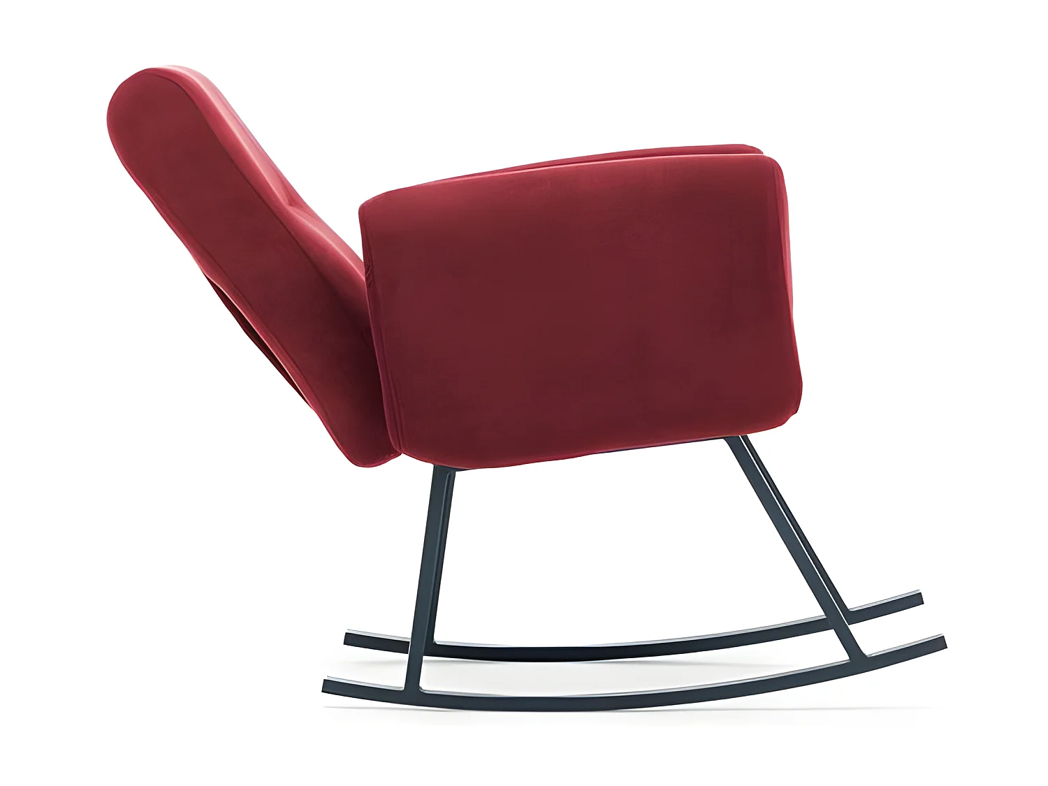 Fauteuil à bascule Calvet Tissu Bordeaux et Métal Noir