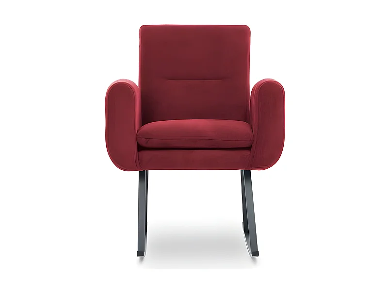 Fauteuil à bascule Calvet Tissu Bordeaux et Métal Noir