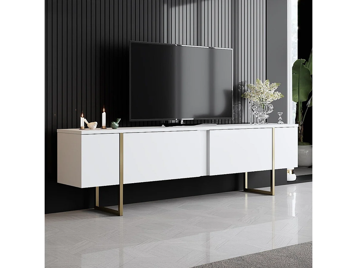 Meuble TV 2 portes rabattables L180 cm - LUXE