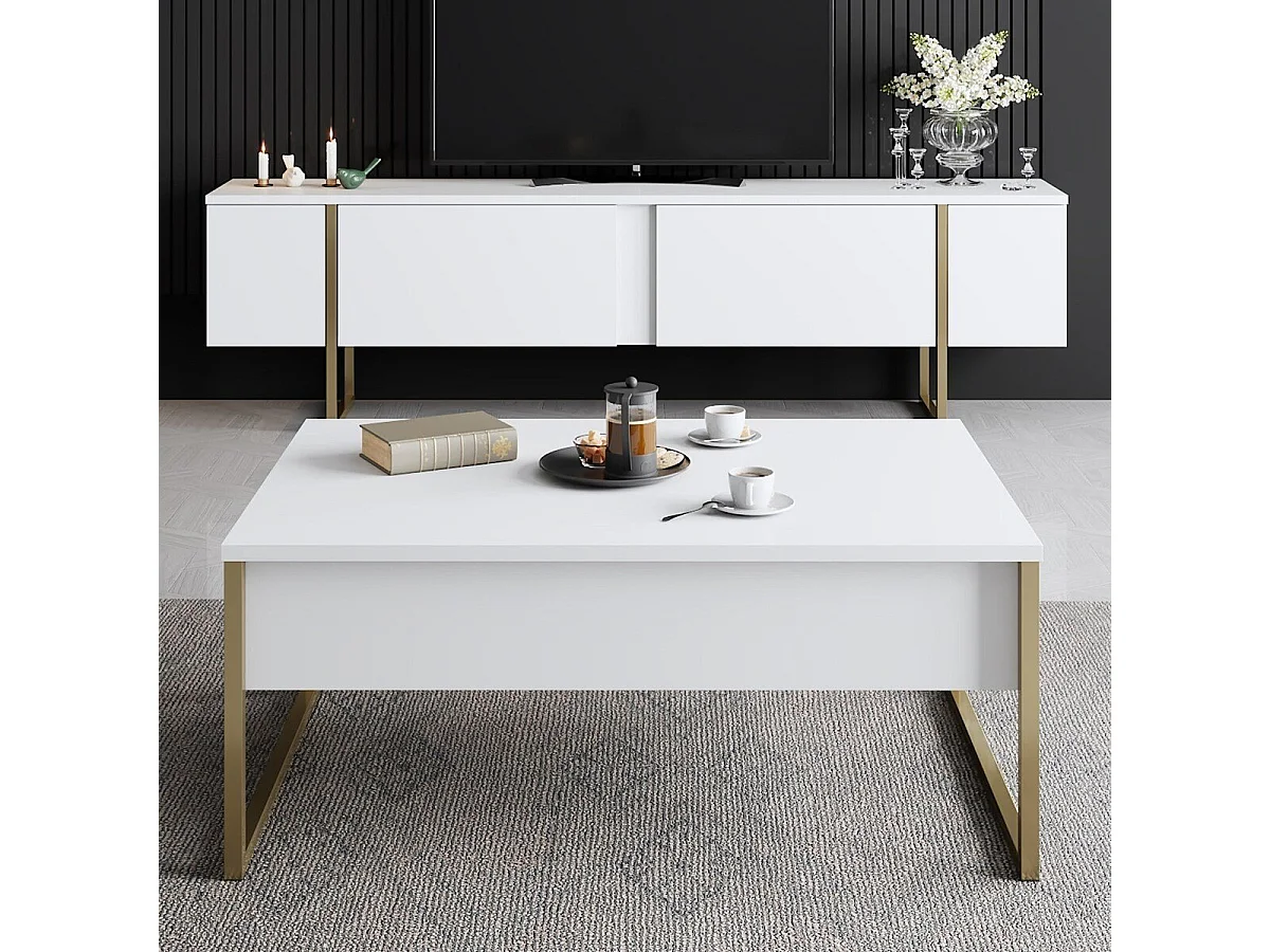 Meuble TV 2 portes rabattables L180 cm - LUXE