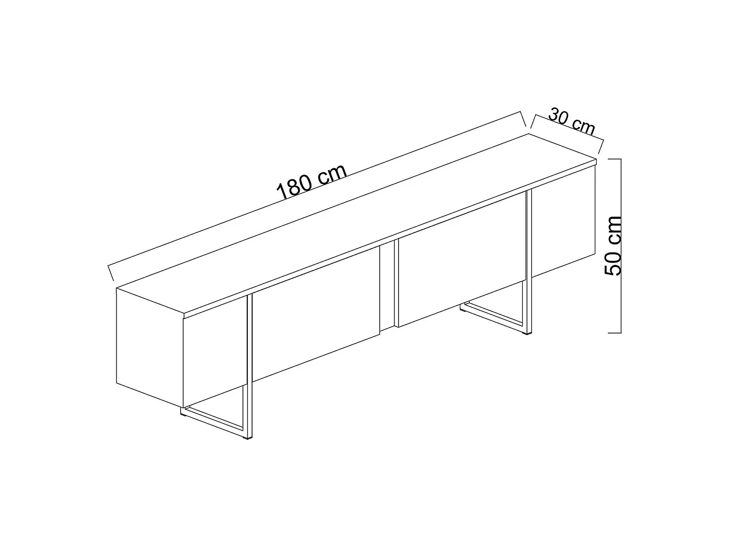 Meuble TV 2 portes rabattables L180 cm - LUXE