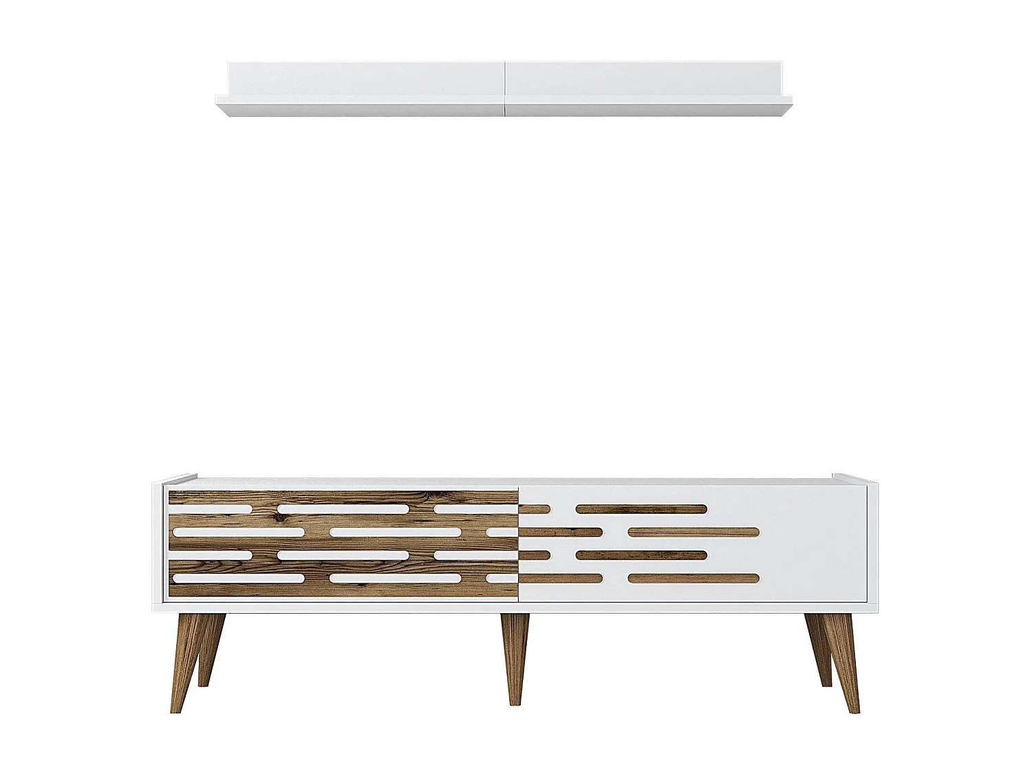 Moderner TV-Ständer – 140 cm breit – Weiß – Melamin