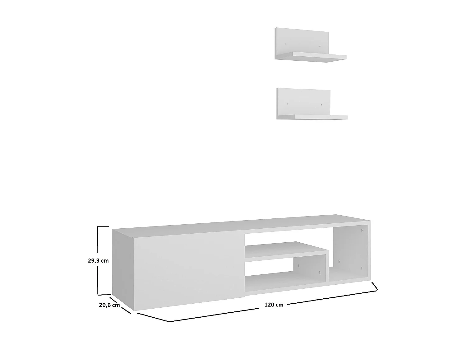 Móvel de TV moderno – 120 cm – branco – aglomerado revestido em melamina
