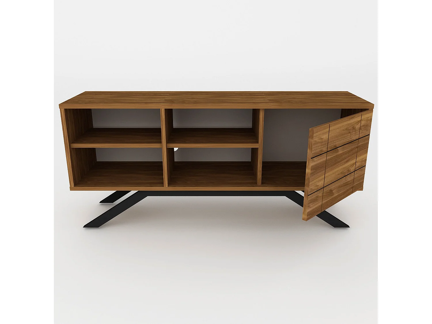 Móvel de TV moderno – 130 cm – preto e nogueira – painel de partículas revestido a melamina