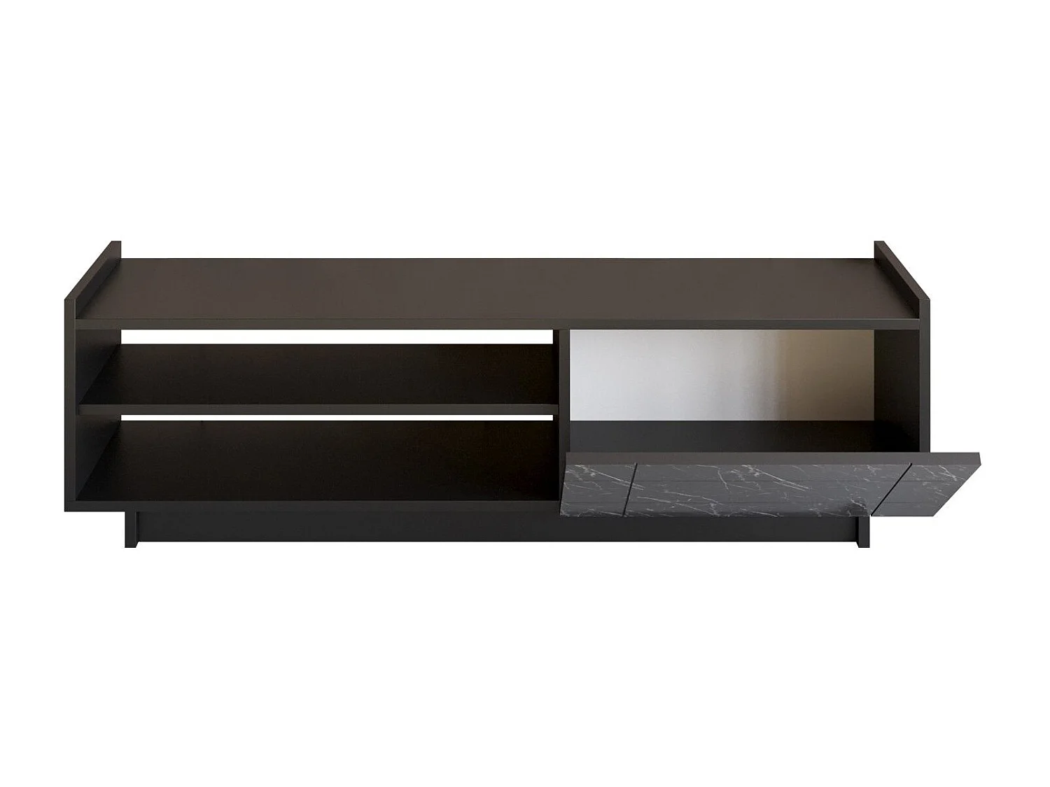 TV-Ständer – 140 cm – Schwarz und Marmor – Spanplatte