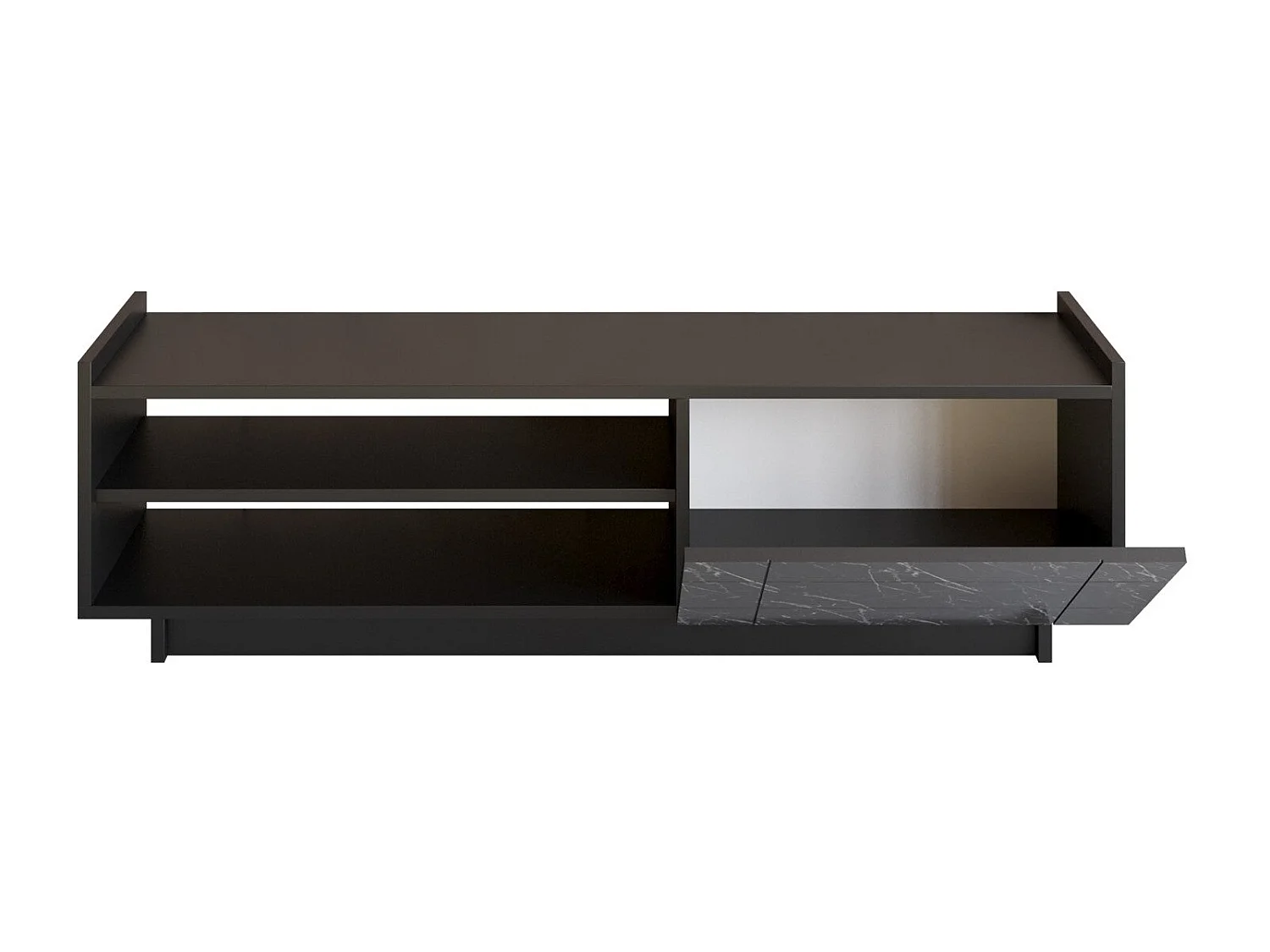 TV-Ständer – 140 cm – Schwarz und Marmor – Spanplatte