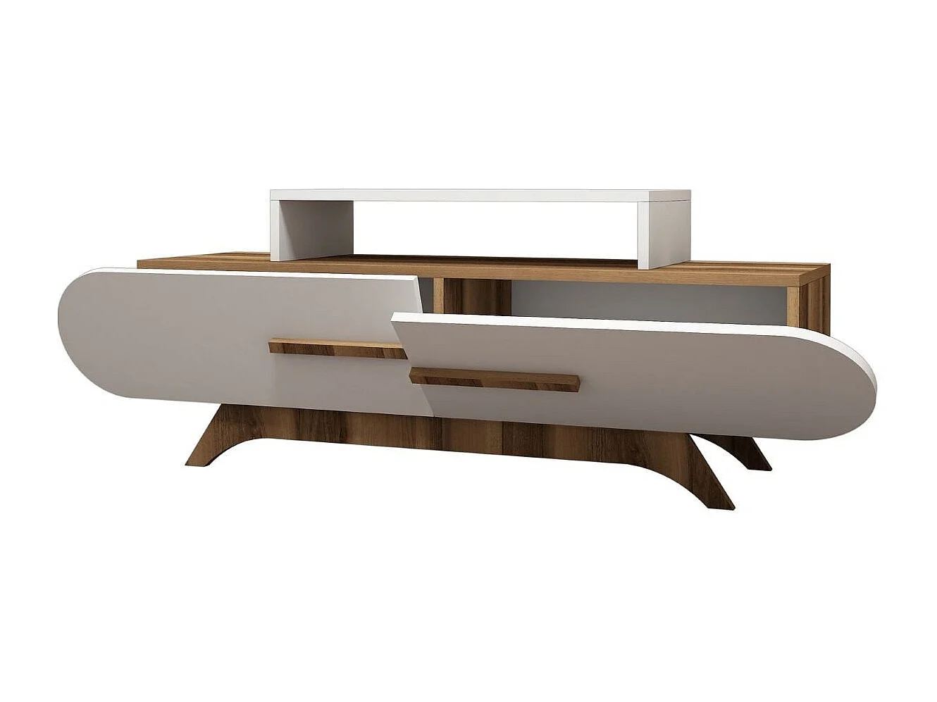 TV-meubel 2 deuren walnoot en wit decor L145 cm - Roze