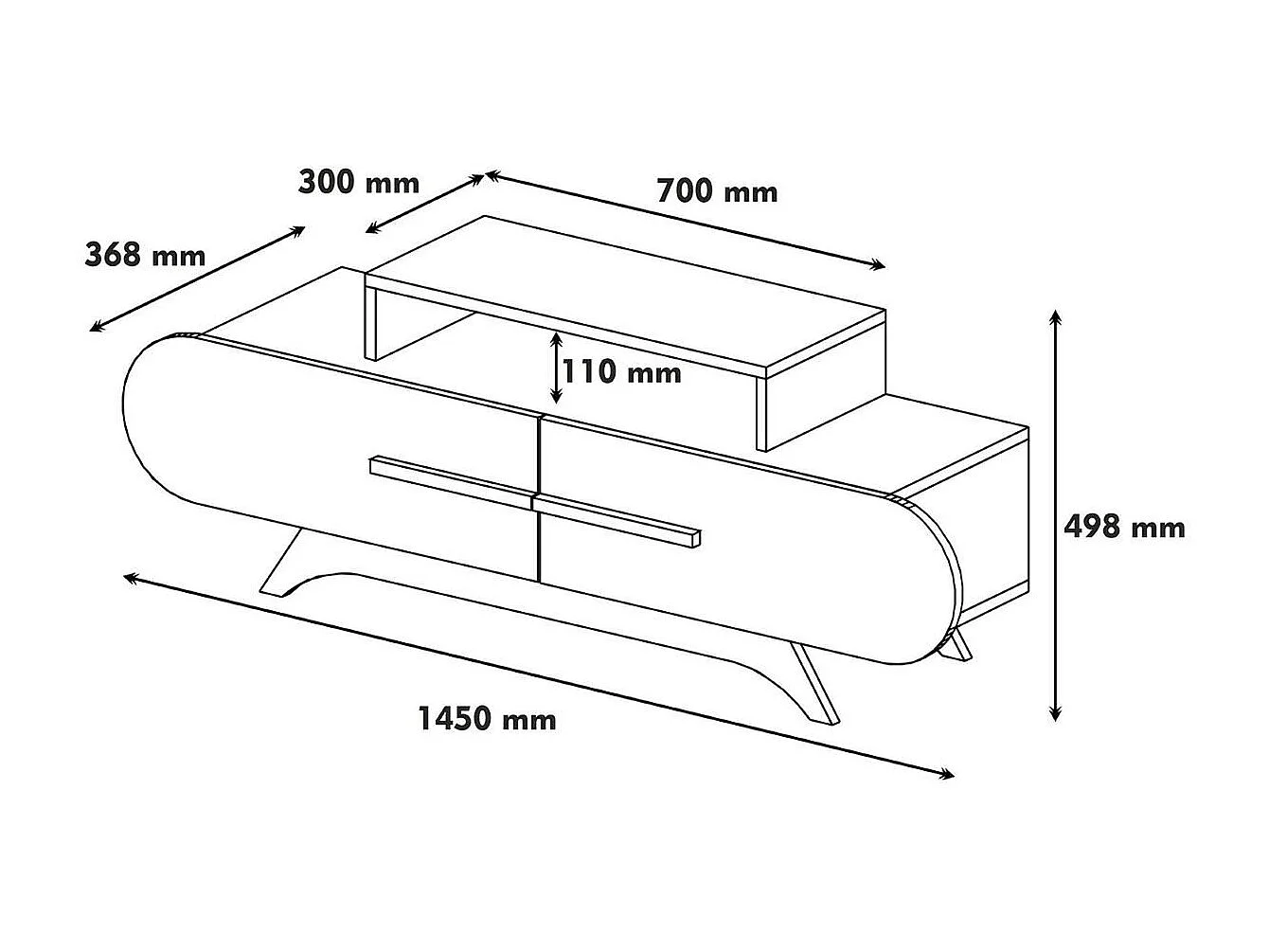 TV-meubel 2 deuren walnoot en wit decor L145 cm - Roze