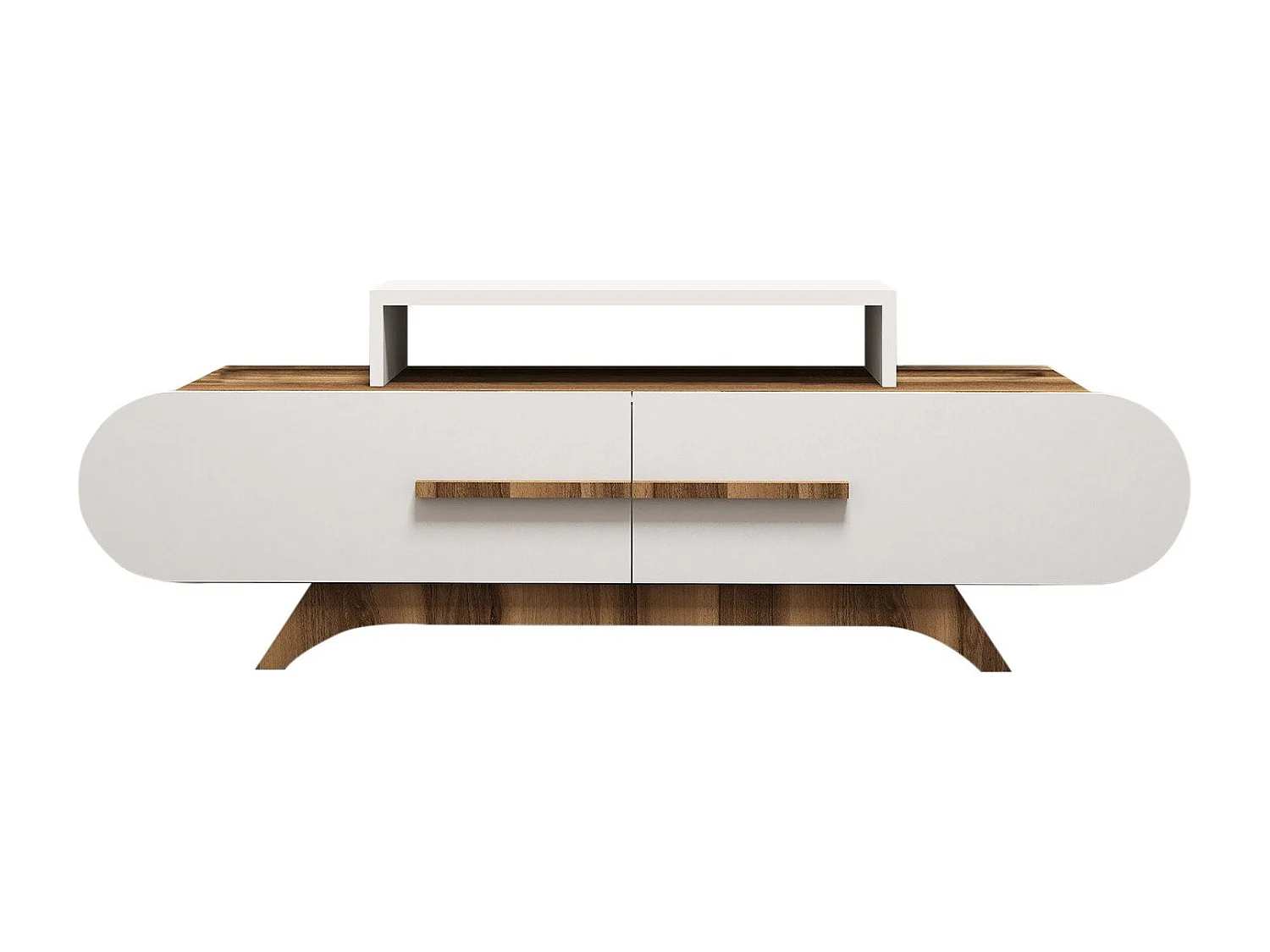 TV-meubel 2 deuren walnoot en wit decor L145 cm - Roze