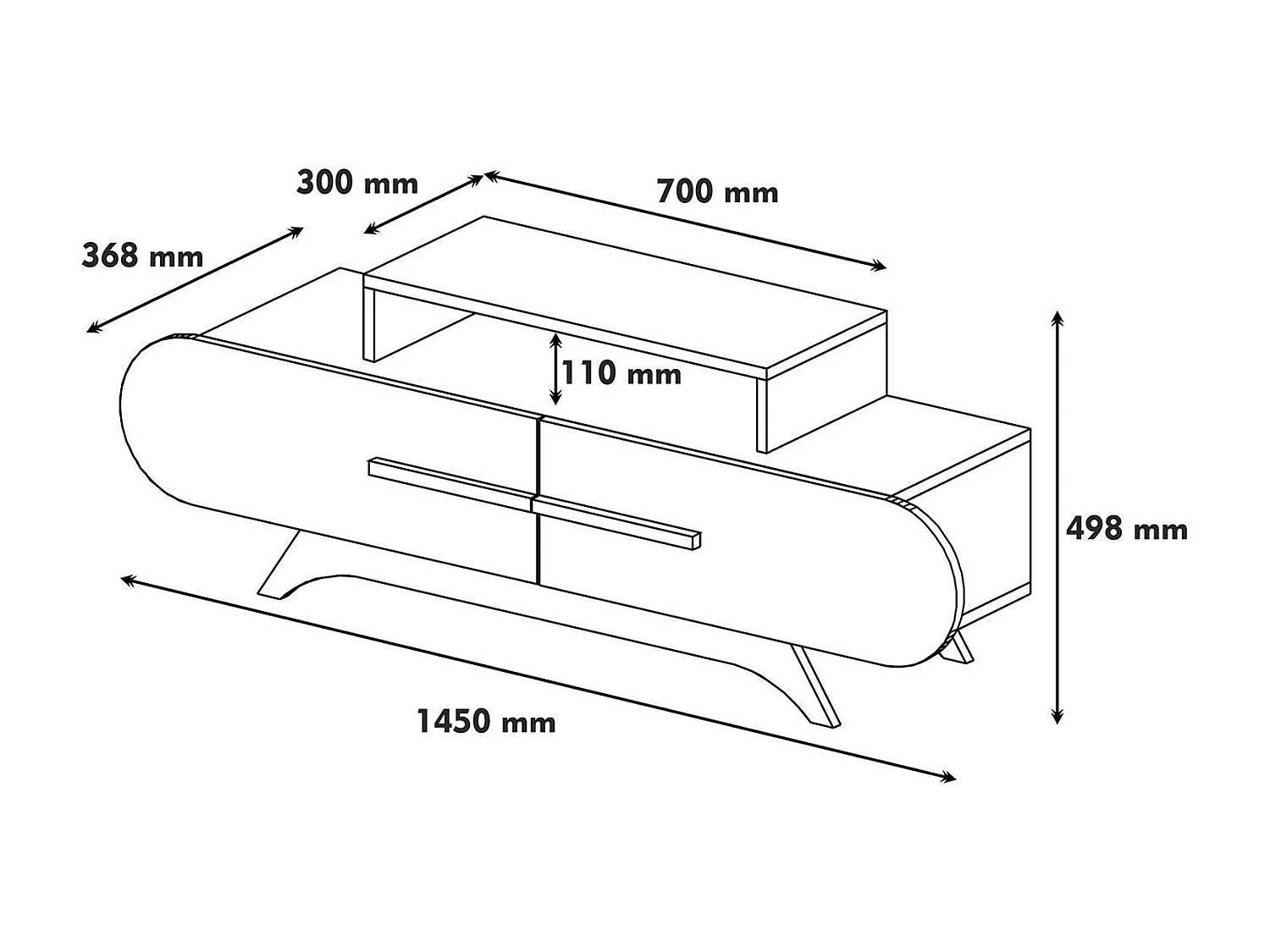 Meuble TV 2 portes décor noyer et blanc L145 cm - Rose