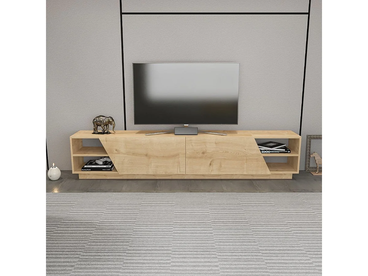 Meuble TV 4 étagères 2 portes L240 cm - Rhodes