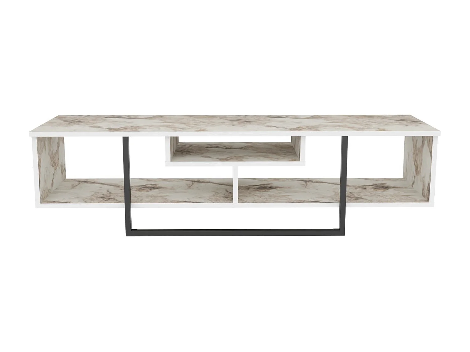 Stijlvolle zwart-witte tv-standaard, 150 x 35,2 x 40 cm | 100% melamine spaanplaat, 18 mm dik | Modern design voor woonkamers en entertainmentruimtes