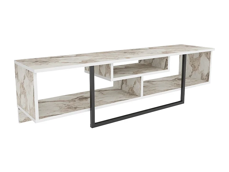 Stijlvolle zwart-witte tv-standaard, 150 x 35,2 x 40 cm | 100% melamine spaanplaat, 18 mm dik | Modern design voor woonkamers en entertainmentruimtes