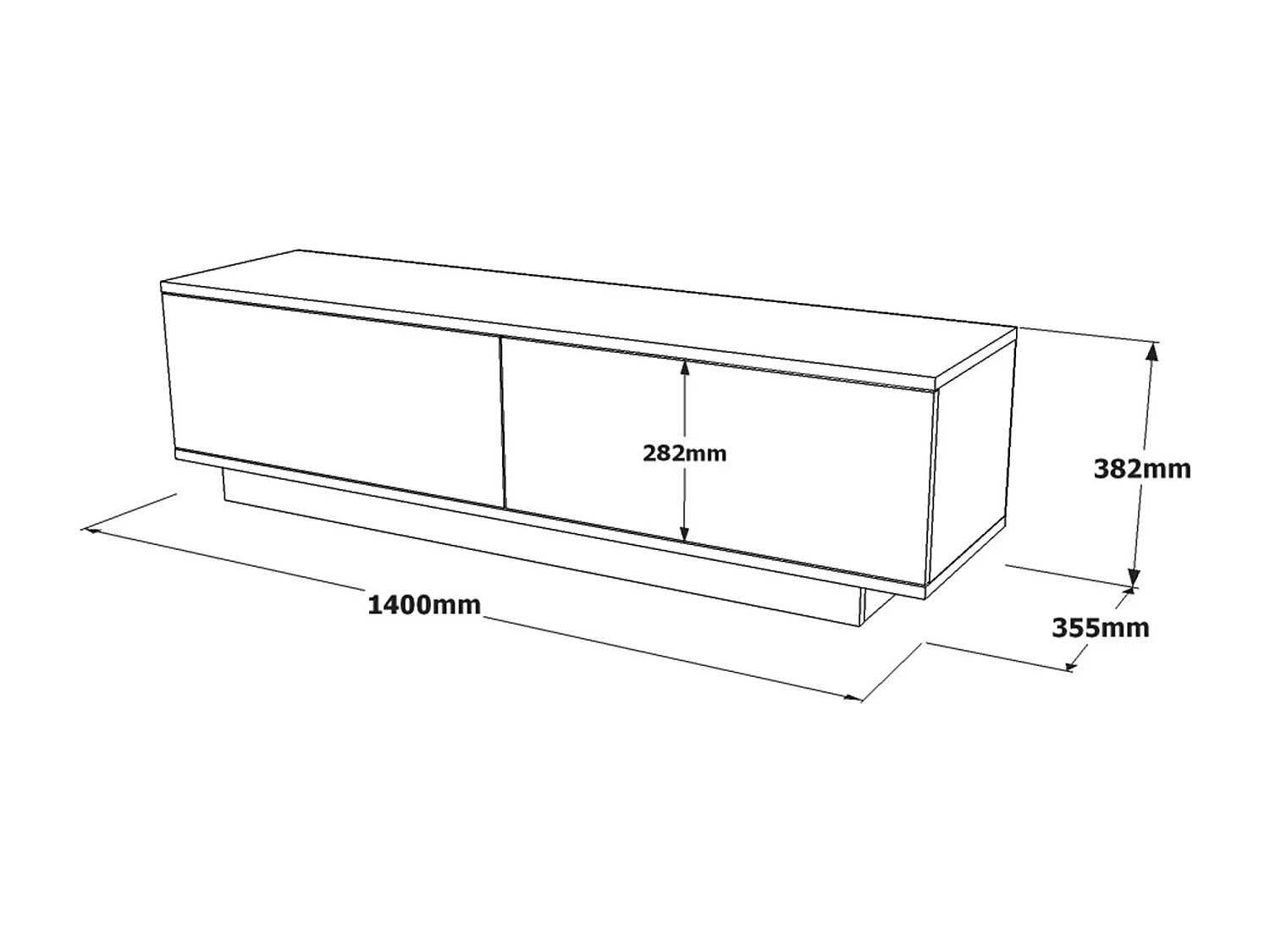 Mesa de tv Kailua 1321, Blanco, 140x38x36cm
