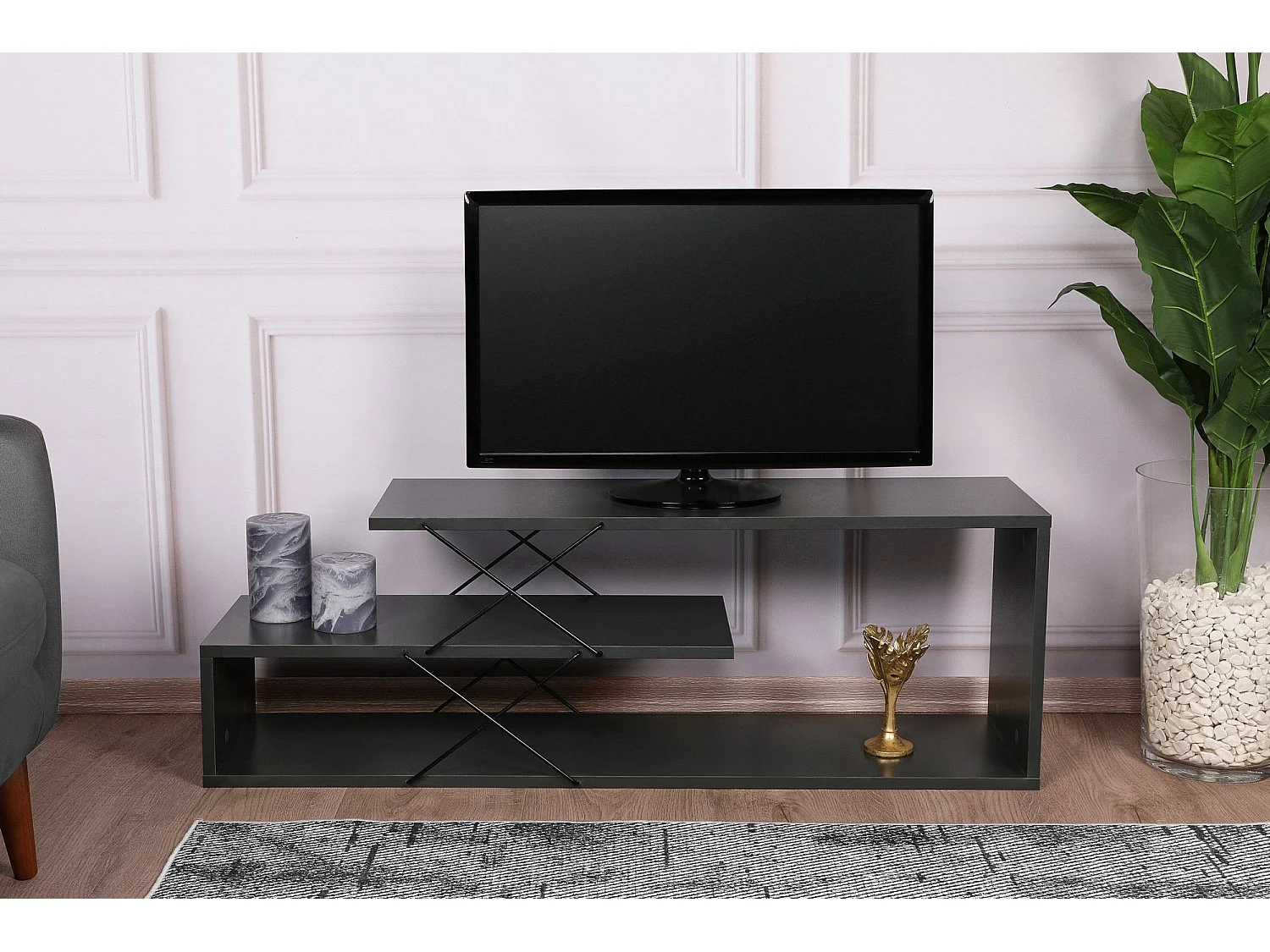 Mesa de tv Kailua 1456, Antracita, 120x40x30cm