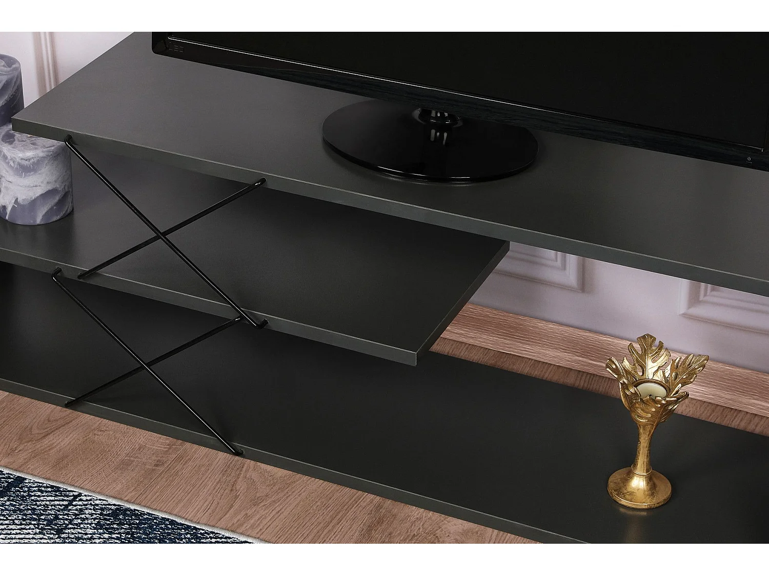 Stojak pod TV – 120 x 40 x 30 cm – Antracyt – Płyta wiórowa pokryta melaminą