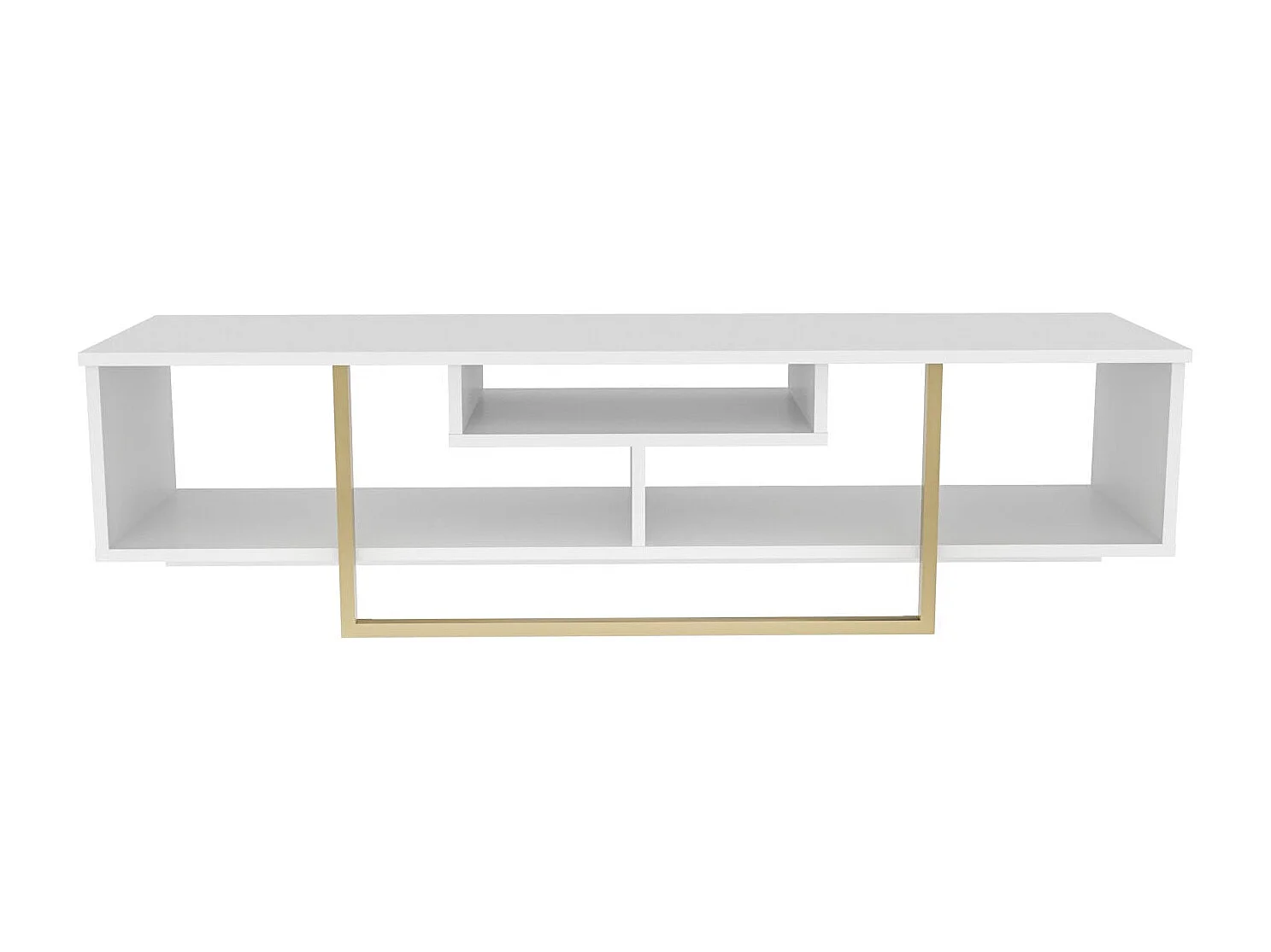 Mobile porta TV Kailua 245, Bianco|D'oro, 150x40x35cm