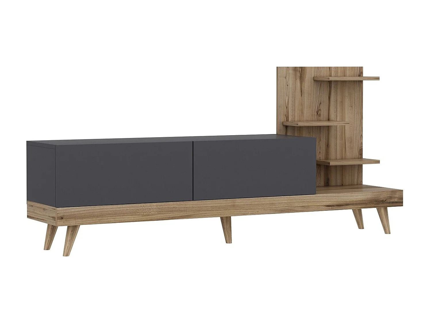 Mueble de TV – 180 cm x 82 cm x 37 cm – Antracita y Nogal – Tablero de partículas recubierto de melamina