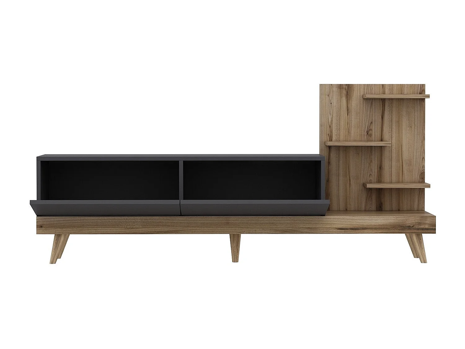 Mueble de TV – 180 cm x 82 cm x 37 cm – Antracita y Nogal – Tablero de partículas recubierto de melamina