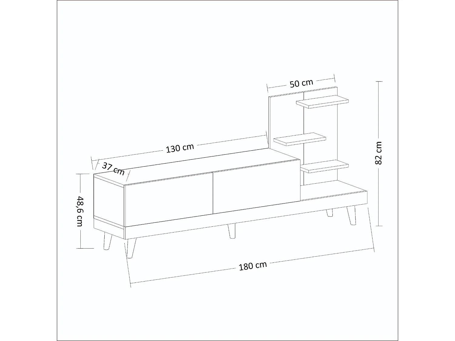 Mueble de TV – 180 cm x 82 cm x 37 cm – Antracita y Nogal – Tablero de partículas recubierto de melamina