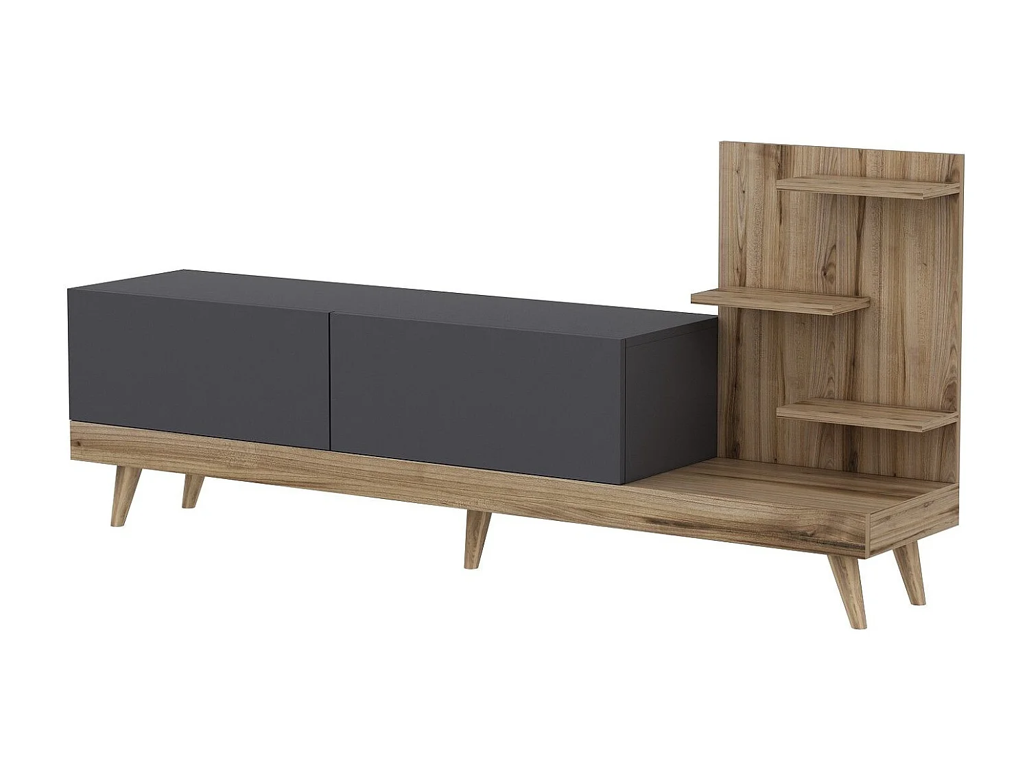 TV-Ständer – 180 cm x 82 cm x 37 cm – Anthrazit und Walnuss – Melaminbeschichtete Spanplatte