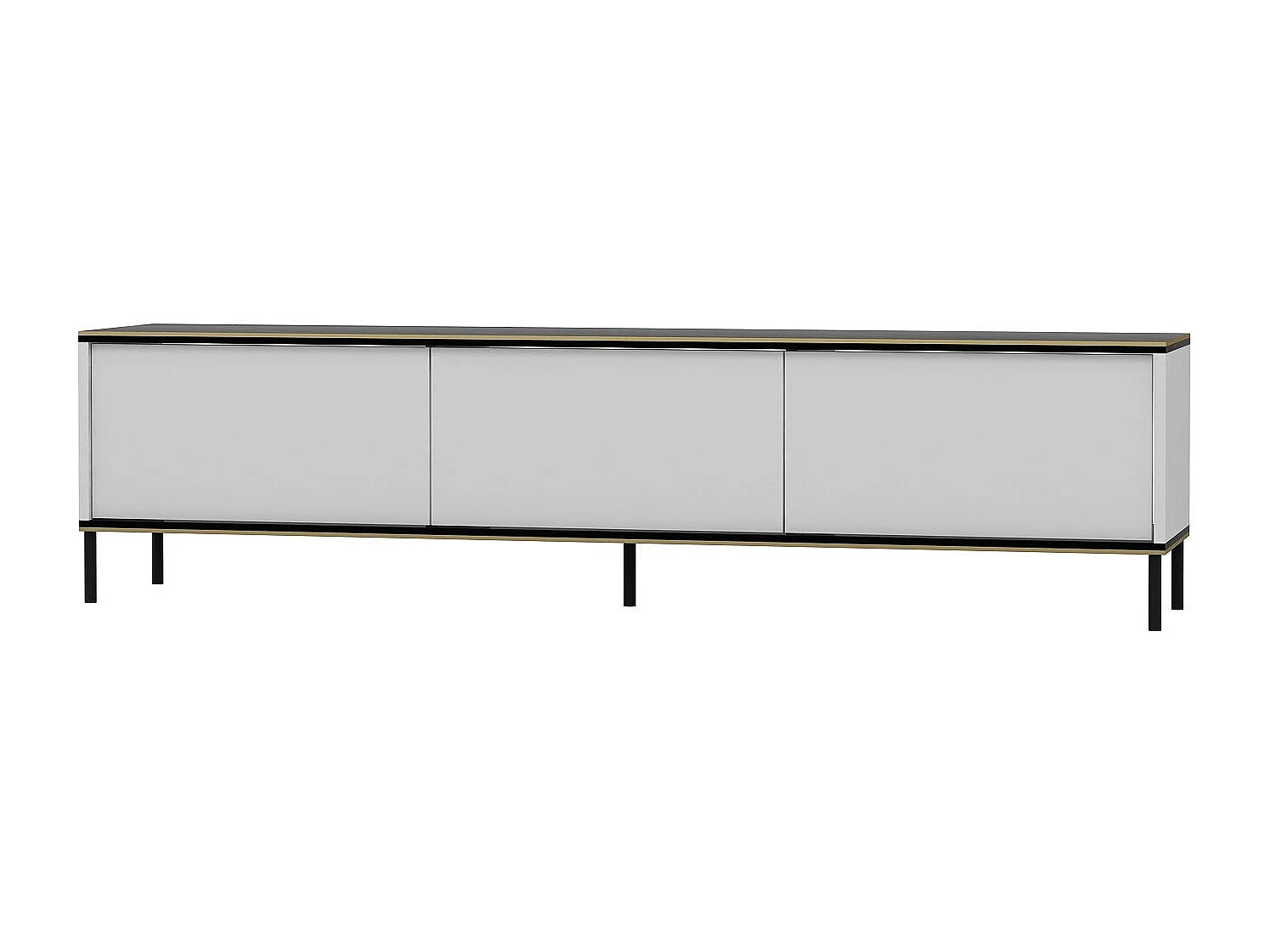 Mesa de tv Kailua 1711, Blanco|Mármol negro, 180x45x35cm