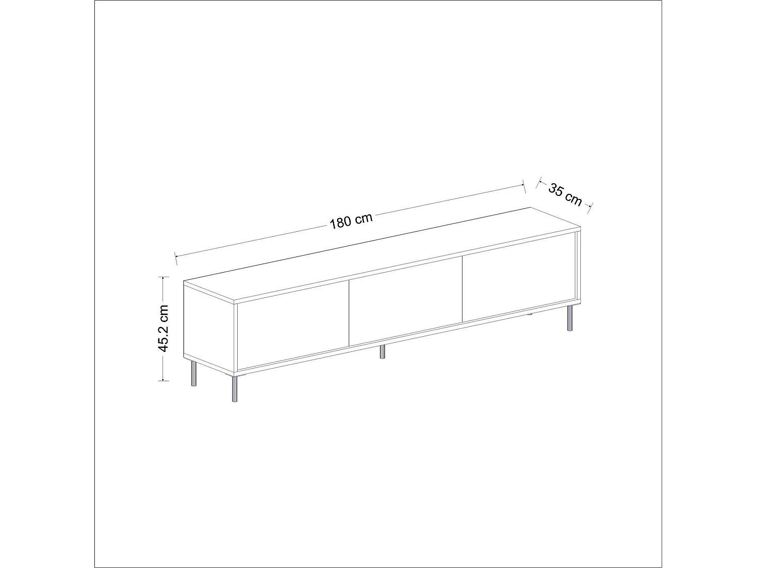 Mesa de tv Kailua 1711, Blanco|Mármol negro, 180x45x35cm