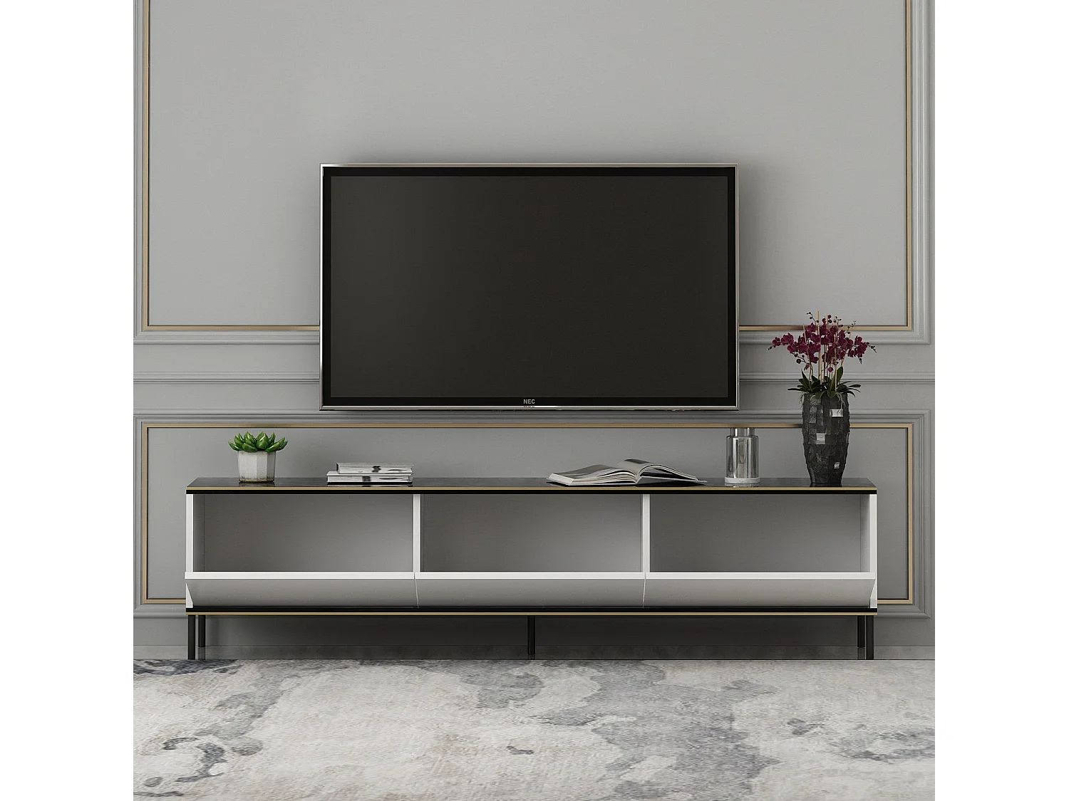 TV-Ständer – 180 cm x 45,2 cm x 35 cm – Weiß – Melaminbeschichtete Spanplatte