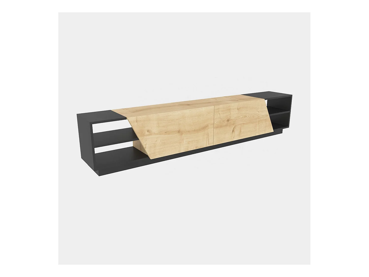 Meuble TV modernes Herold L240cm Chêne clair et Anthracite
