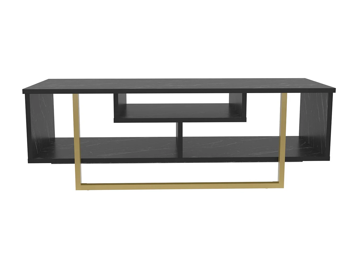 Elegante zwart-gouden tv-standaard, 120 x 35,2 x 40,2 cm | 100% melamine spaanplaat, 18 mm dik | Modern design voor woonkamers en entertainmentruimtes