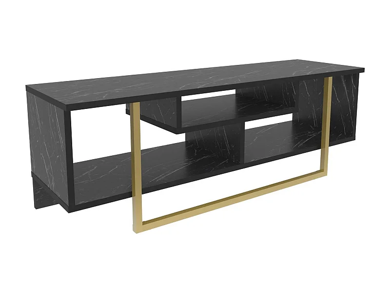 Elegante zwart-gouden tv-standaard, 120 x 35,2 x 40,2 cm | 100% melamine spaanplaat, 18 mm dik | Modern design voor woonkamers en entertainmentruimtes