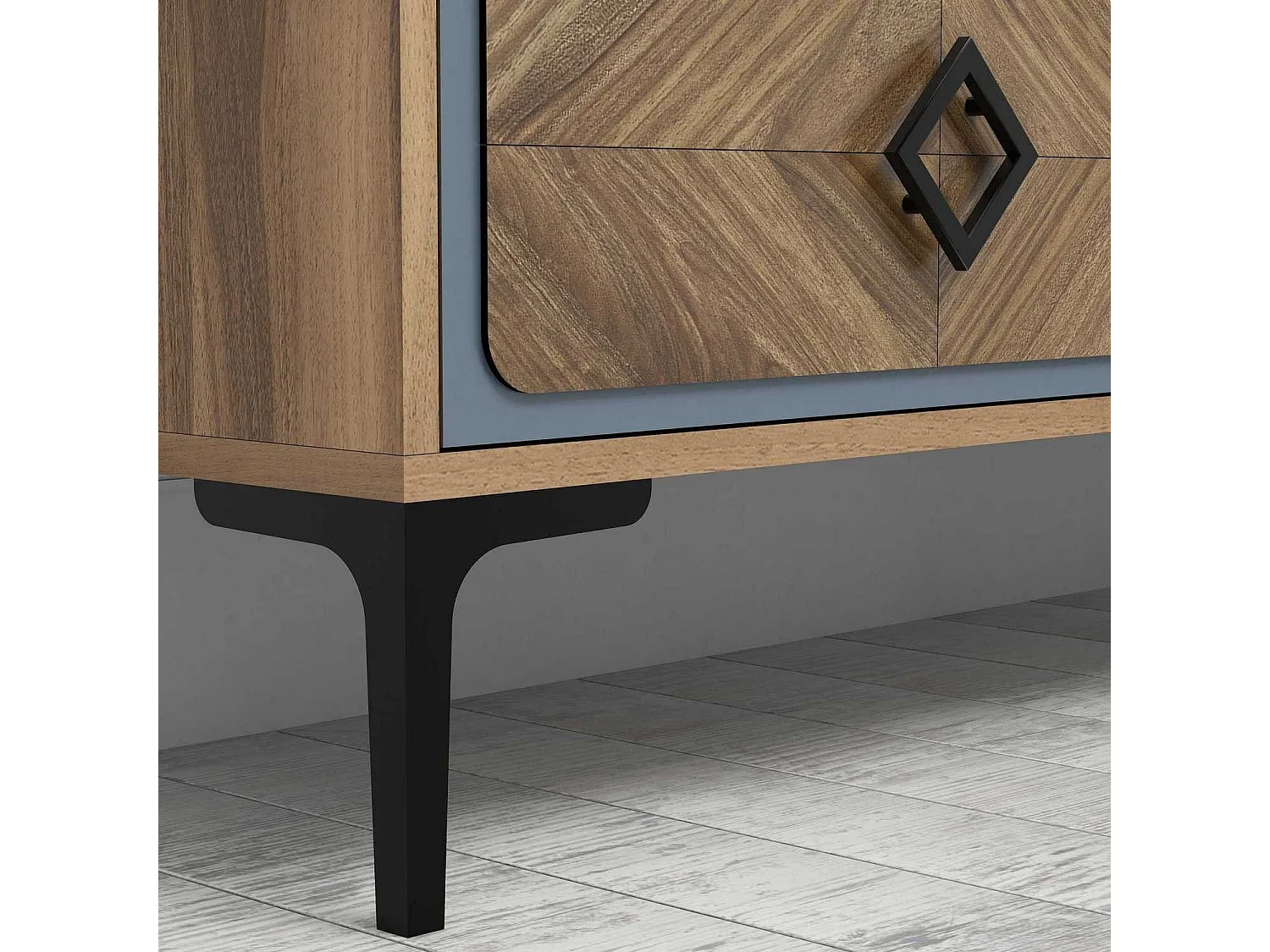 Mueble de TV moderno – 180 x 52 x 35 cm – Nogal y Azul – Melamina